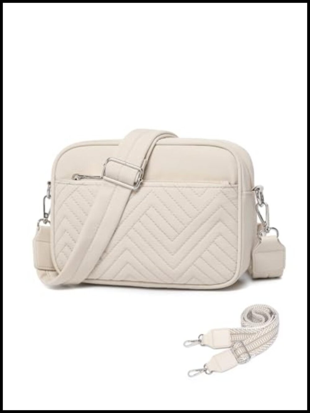 Quilted Puffer Crossbody Bag Nylon RFID Card Slots Guitar Strap